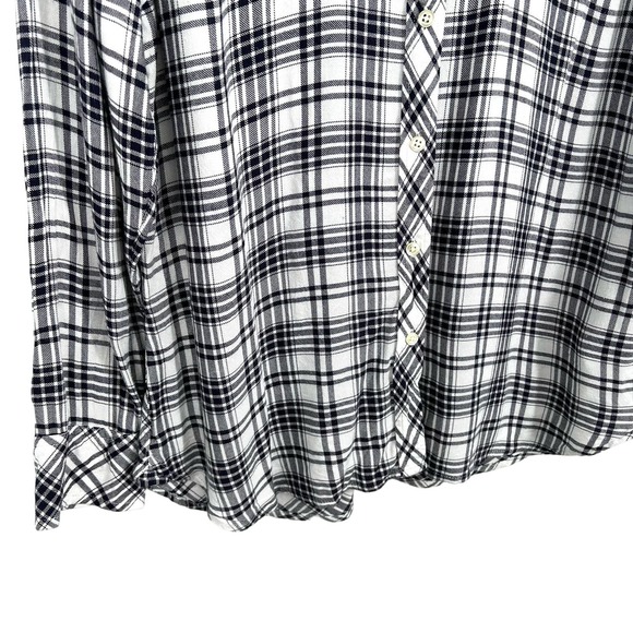 Talbots Sz Medium Long Sleeve Plaid Cozy Blouse Shirt Top Fall Winter Lounge - Picture 4 of 9